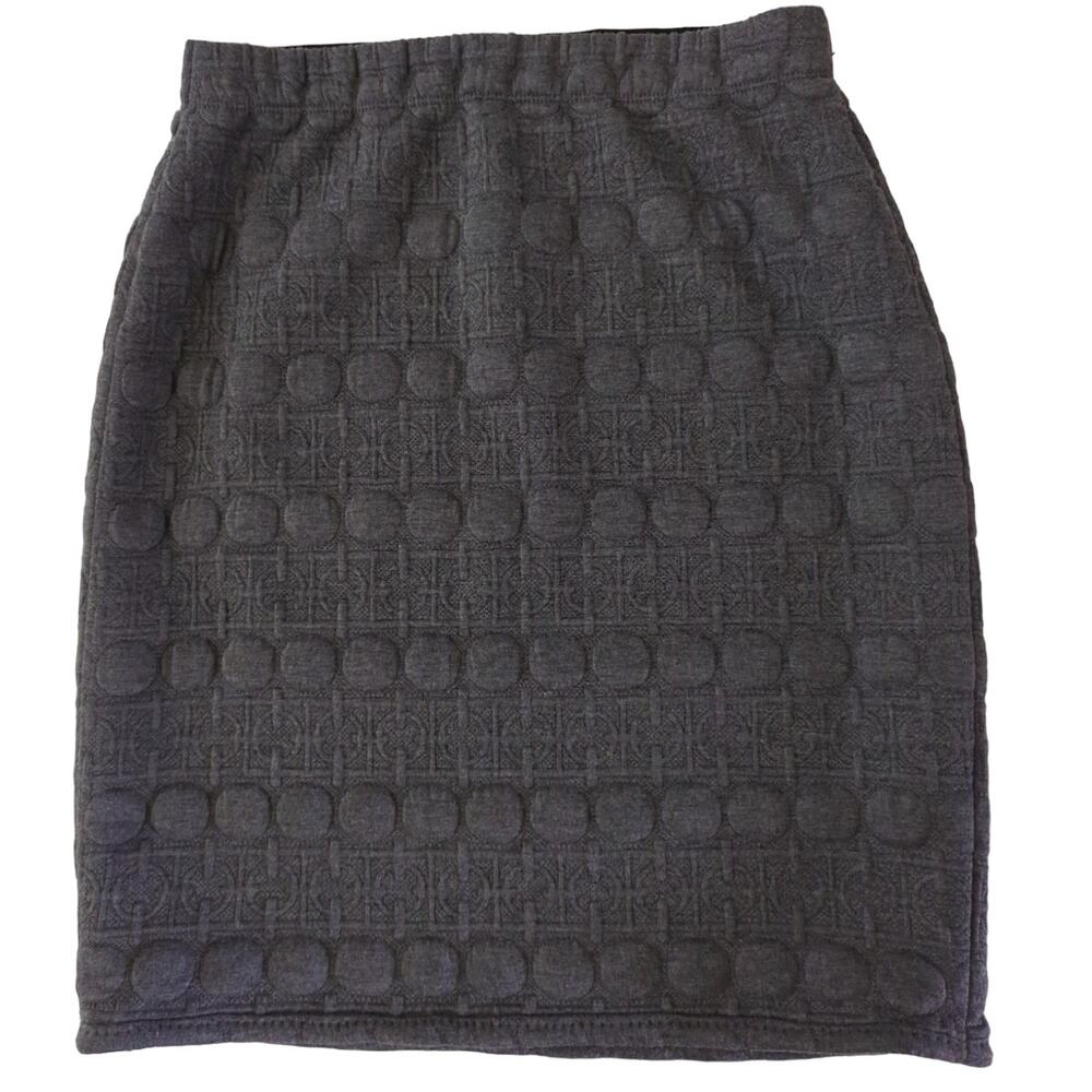 Max Studio Gray Pull On Pencil Skirt Comfort Waist Quilted Pattern Women's Sze S